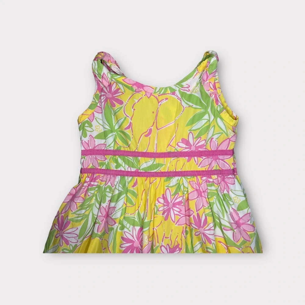 Lilly Pulitzer Sleeveless Yellow Floral Elephant Sleeveless Dress